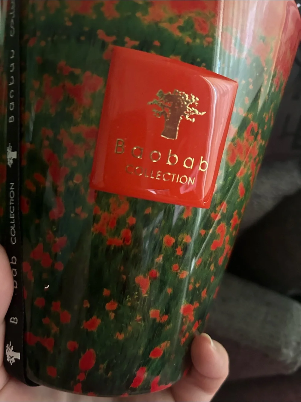 Baobab Collection Artsy Flowers Poppies Red and Green Decorative Candle Vessel